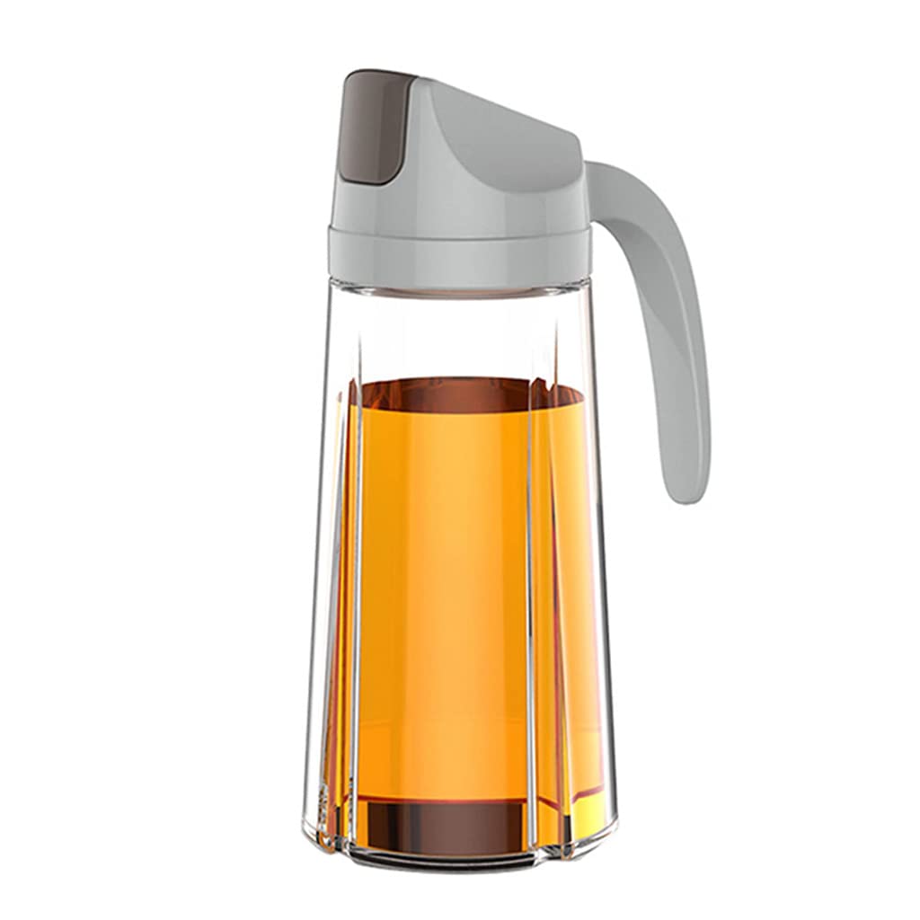 Butelka oliwy z oliwek do kuchni, automatyczne otwieranie, szklany dozownik octu, karafka na przyprawy z antypoślizgowym uchwytem, szczelne butelki na olej do gotowania (630 ml, szara)