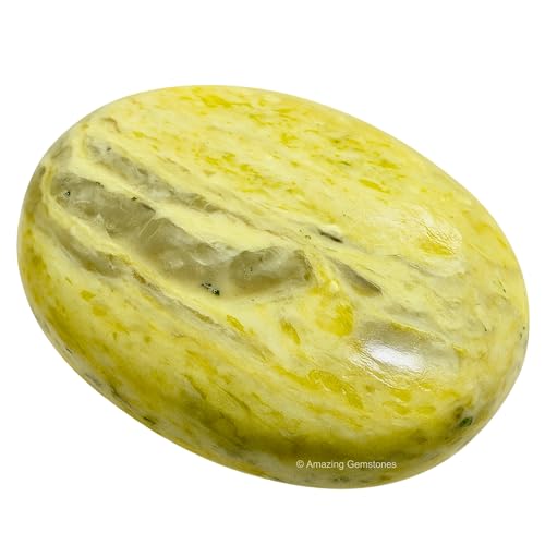 Image of Amazing Gemstone Serpentine Crystals and Healing Stones - Large Palm Stone Crystals Piedra - Crystal for Good Luck, Balanced Positive Energy, Meditation - Unique Stocking Stuffers and Gifts for Women