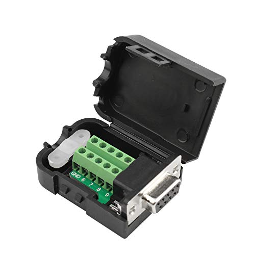 Futheda D-SUB DB9 Female Breakout Connector to Screw Wiring Terminal Signal Module RS232 9-pin 2-Row Serial Adapters Port Breakout Board Solder-Free Solderless Module (Female Adapter with Case)