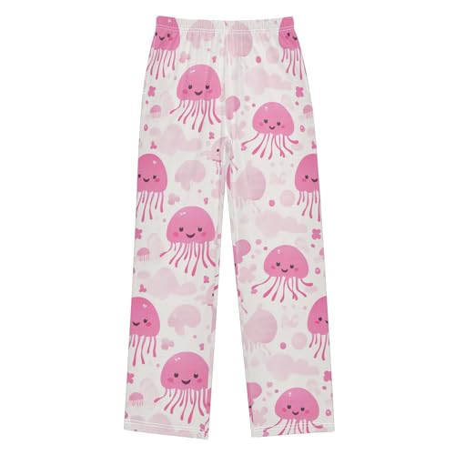 Pink Jellyfish Boys Pants Boys Athletic Pants Long Pant for Boywith Pockets Wide-Leg Size 6-14Y