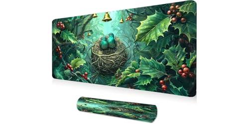 Tapis de souris grand format oiseau nid 120x40 cm idée cadeau bureau original
