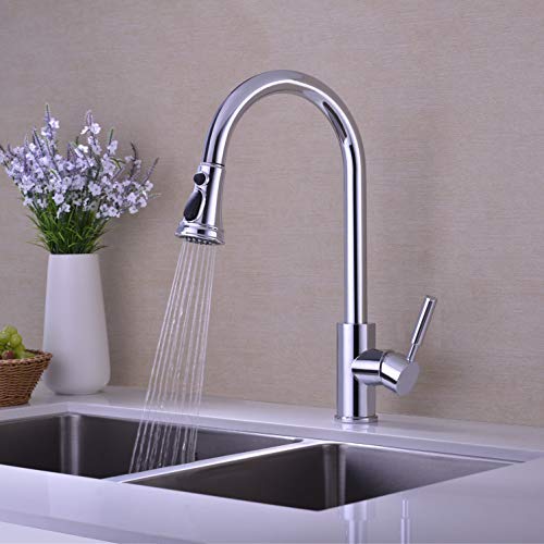 Buy High Arc Single Handle Pull Out Kitchen Tap, Solid Brass Kitchen