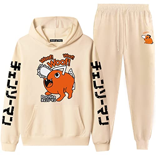 Chainsaw Man Pochita Ensemble de Pantalons à Capuche et de Jogging Anime Japonais Pochita Ensemble de survêtement décontracté Deux pièces pour Unisexe Cover