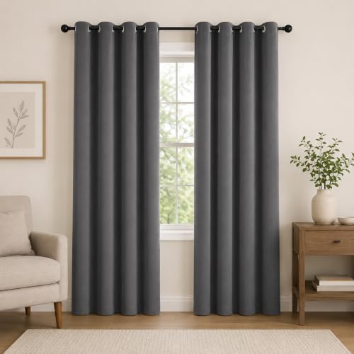 SABALANICA 2-Panel-Curtain Room Darkening 84 Inch Length for Bedroom Living Room Insulated Thermal Grommet Curtain Drapes Blackout(90%) Window Treatment Decor Pack of 2 52x84 CharcoalGrey