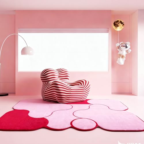 Tapete pequeño rosa claro 5x7, lavable y antideslizante miniatura 4