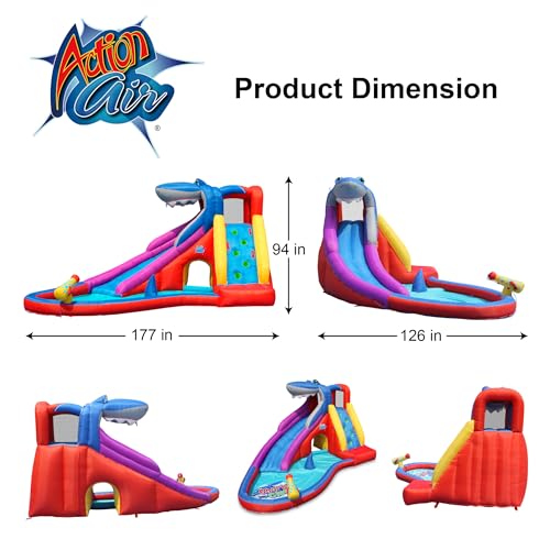 ACTION AIR Inflatable Water Slide, Red Shark Bounce House with Slide for Wet and Dry, Playground Sets for Kids Backyard, Water Spray, Water Pool, Durable Sewn with Extra Thick Material - Image 3