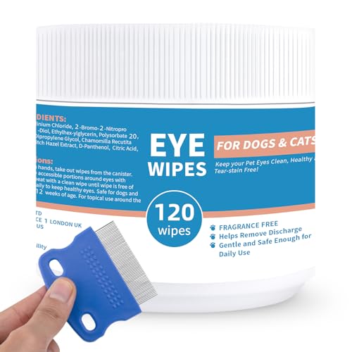Dog Eye Wipes – 120Ct Tear Stain Remover for Dogs and Cats – 3.15″ Presoaked Eye Wash Pads – Unscented Pet Eye Wipes for Remove Discharge and Crust Dog Eye Wipes – 120Ct Tear Stain Remover for Dogs and Cats – 3.15″ Presoaked Eye Wash Pads – Unscented Pet Eye Wipes for Remove Discharge and Crust