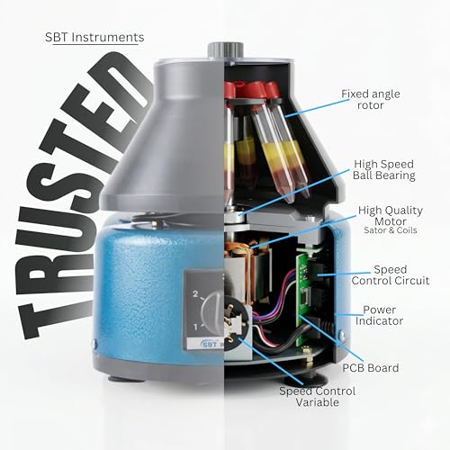 Image of Laboratory Centrifuge Machine for Blood Separation | Clinical Doctor Centrifuge with Shock-Free ABS Body | Medical Lab Equipment for Diagnostic & Research Use (Black & Blue)
