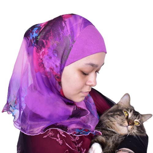 MuLanLegend Handmade | Princess Nur Hijab Set Silk Cotton Two Layer | Girls Kids Hijab Instant Slip-on Scarf