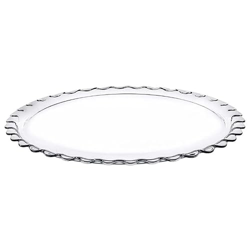 Queensway Home & Dining Round Glass Patisserie Serving Tray - 37cm Display Plate for Cakes, Desserts & Appetizers, Elegant Clear Glass, Intricate Edging - Dishwasher & Fridge Safe - Cosy Home Interiors Queensway Home & Dining Round Glass Patisserie Serving Tray - 37cm Display Plate for Cakes, Desserts & Appetizers, Elegant Clear Glass, Intricate Edging - Dishwasher & Fridge Safe - Image 3