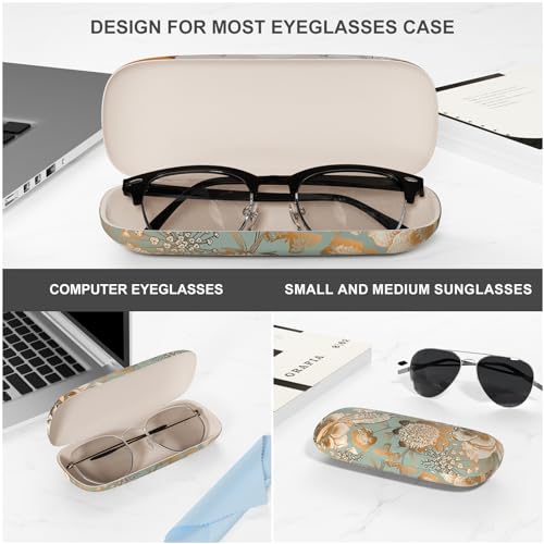 Image of Eyeglasses Case, Portable Hard Shell Protective Case for Glasses, Eyeglass Holder Box for Women with Cleaning Cloth