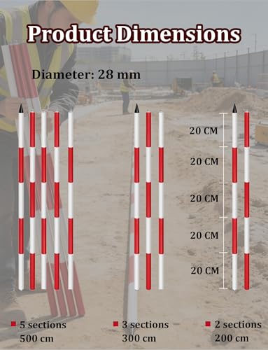 Poste de aluminio para levantamiento topográfico con marcas estables para medición exterior 7