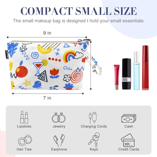 Image of Gloppie Small Makeup Bag Cosmetic Bag for Purse Cute Makeup Pouch White