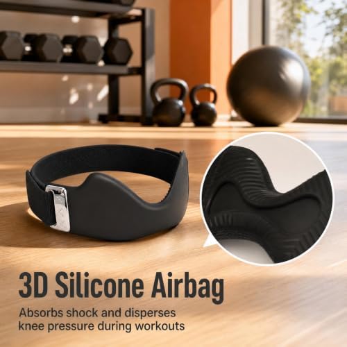 Patellar Tendon Support Strap Silicone Dual Pad Patella Band (2, Black) — 사진 4