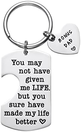 Melix Home Gifts for Stepdad Keychain Fathers Day Gift Bonus Dad Keychains Birthday Present