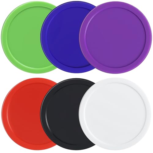 3 1/4 Inches Air Hockey Pucks 6 Pack Full Size Heavy Replacement Pucks for Game Tables Equipment Accessories (Red, Green, Blue, Black, White, Purple)
