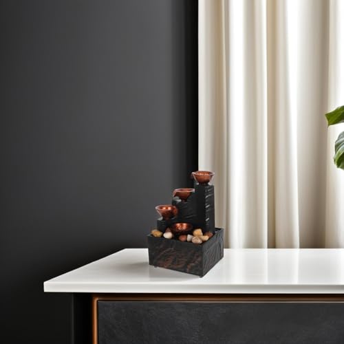 Fuente de mesa de interior compacta con cascada decorativa de agua de material hips 6