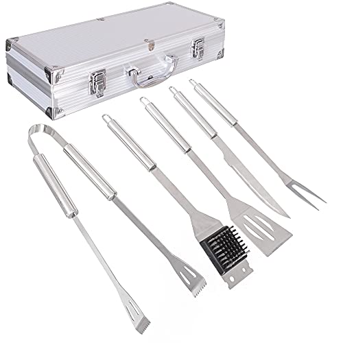 Lolahome Set De Accesorios De Barbacoa Con Caja Maletin De Acero Inoxidable (5 Accesorios)
