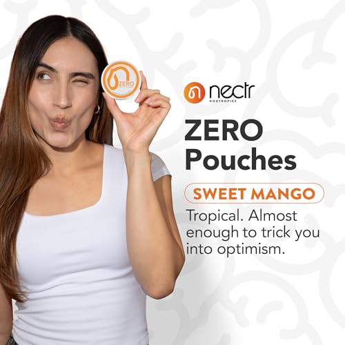 Image of Nectr Energy Zero Pouches - No Caffeine, No Sugar, Zero Calories Mini Pouches for Oral Fixation and Stress Relief - 4 Pucks of 20 - Sweet Mango Flavor