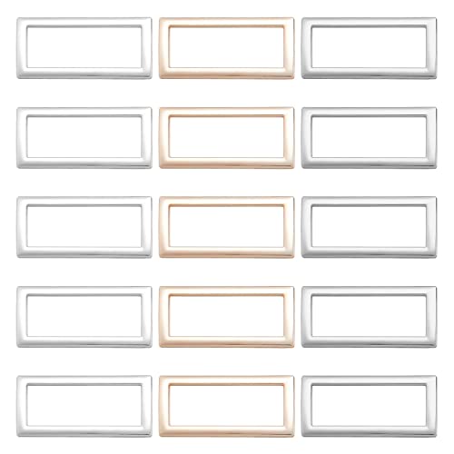Image of GORGECRAFT 1 Box 3 Colors 15PCS Metal Flat Rectangle Rings Buckle 1-1 /5 inch(30mm) Square Strap Webbing Belt Rings Rectangular Metal Loops Strap for Bag Belt Strap Heavy Duty, Gun Black Gold Silver