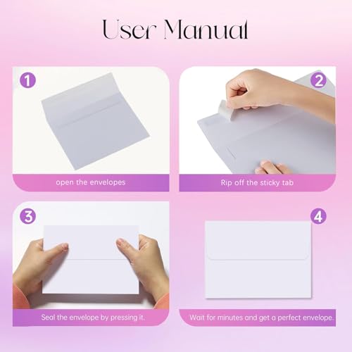 5x7 Self Seal Envelopes for Invitations, 50PACK White A7 Envelopes for Wedding, Graduation, RSVP Cards, Postcards, Greeting Cards mailing Self Sealing image 3