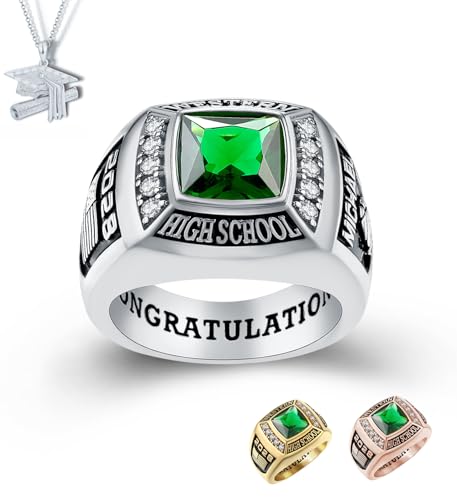 PJM Customized Sterling Silver Men’s Class Ring – Mementos EXPRESS 7 Days Option - Deluxe Collection – Fully Personalized