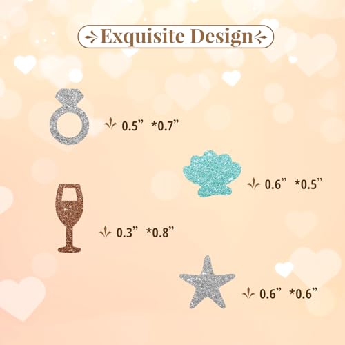 Image of 120pcs Coastal Bachelorette Confetti, Last Toast on the Coast Table Confetti, Silver&Sky Blue Glitter Beach Party Table Decor, Coastal Bridal Shower Party Supplies