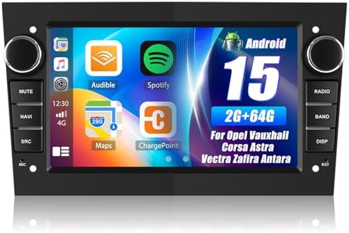 Car Stereo for Opel Vauxhall Corsa Astra Vectra Zafira Antara Meriva Vivaro Combo Tigra Twin Top 7 Inch Touchscreen Android Car Radio with Wireless Carplay Android Auto GPS Navigation WiFi (Black)