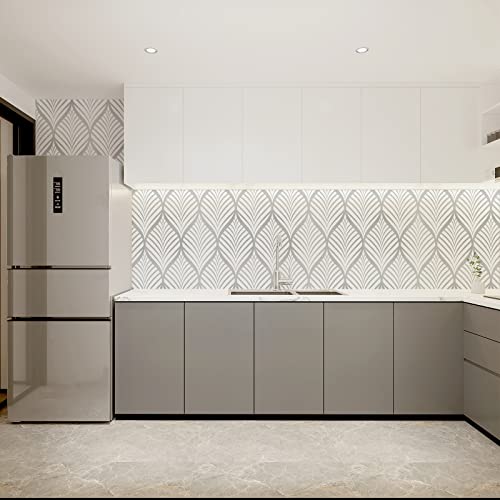 Owlighting Peel And Stick Wallpaper, Silver Leaves Wallpaper, Modern Wallpaper, Vinyl Self Adhesive Wallpaper 17.7"X 118" #TOP24