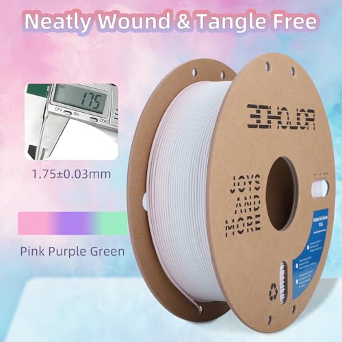 Image of 3DHoJor Matte Rainbow 3D Printer PLA Filament 1.75mm + /- 0.03 Multicolor Change Filament 1 KG(2.2lbs) Spool Fit Most FDM Printer-Pink Purple Green