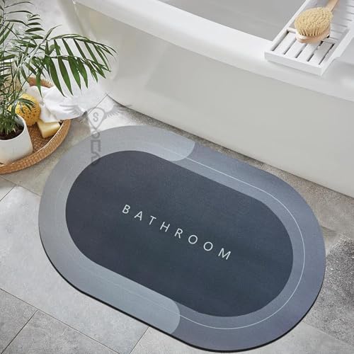 Image of ZIKIBL Rubber Bath Mat,Anti-Skid Water Soaking Bathroom Rug Door,Floor mat, Soft Quick Dry Water Absorbent Mat for Home Office 40x60cm-Grey