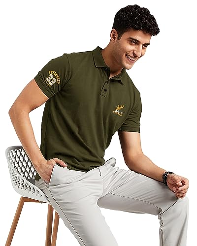 Image of EYEBOGLER Regular Fit Mens Polo Neck Half Sleeve Soild Casual Tshirt