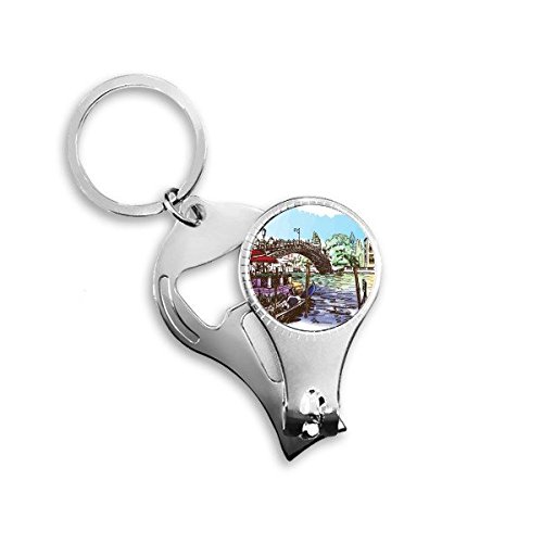 Porte-clés Italie Venise coupe-ongles décapsuleur 3-en-1 en métal