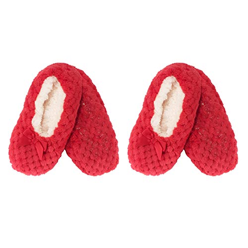 Image of BambooMN Women's Stripe Patterned Non-Slip Lined Travel Home Slippers - 2 Pairs