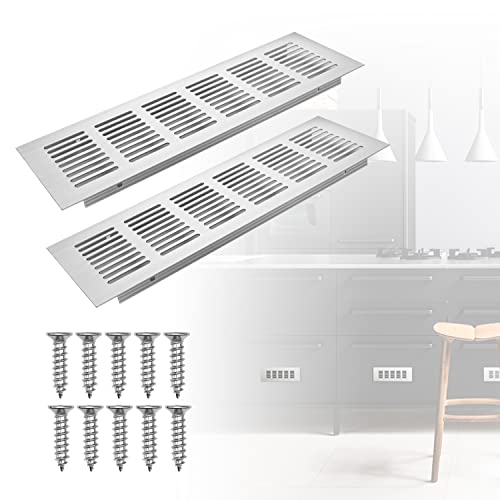 BOSCOW 2 Pièces Grille Aeration Rectangulaire,80x250mm Grille Aeration Aluminium Extérieure Cover