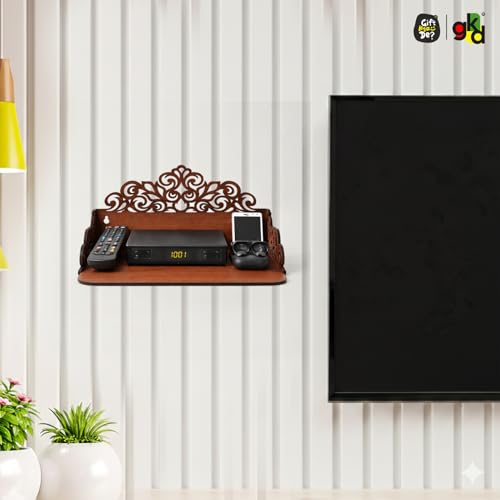 Image of Gift Kya De Wall Shelf for Living Room | Designer Wall Mounted Shelf for Home Decor, Books, Showpieces & TV Accessories | GKD Strong & Stylish Wall Rack | Made in India
