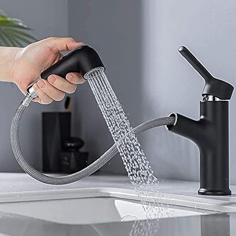 ONECE Grifo de Lavabo Negro Extraible con 2 Modos Cover