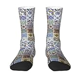 YsoLda Chaussettes d'équipage, chaussettes de sport de nouveauté décontractées, chaussettes de compression amusantes de 40CM de long pour unisexe,Carrelage Enorm Fliesen Aus Portugal