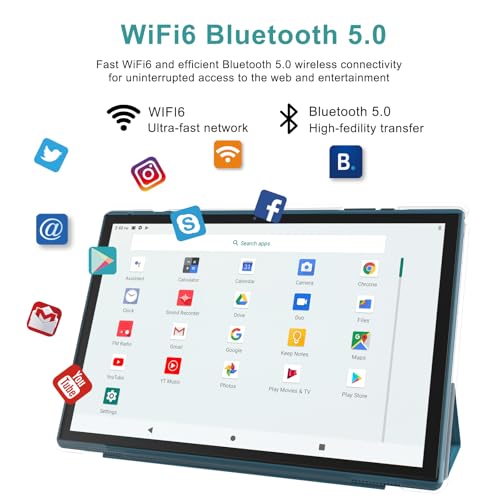 Image of 10 Inch Tablet Android 15 Tablets With Case Stylus 8GB RAM 32GB ROM Support 1TB Expand, 6000mah Battery 10 IN Android Tableta, Dual Camera WiFi-6 Bluetooth 10.1'' Android Tablet With Protective Cover