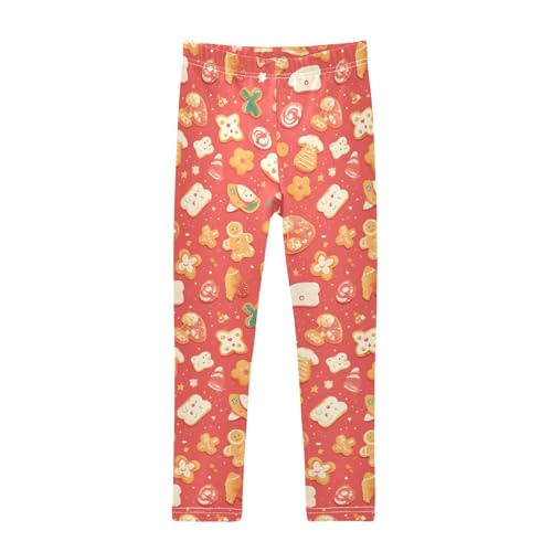 KLL Gingerbread Cookies Coral Toddler Girls' Athletic Leggings Fashion Full Length Workout Pants Sports