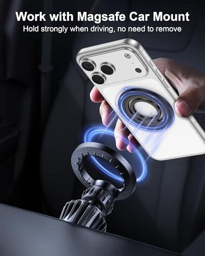 Image of Phone Grip Stand, Magsafe Ring Holder for Apple 17 Pro Max 17 Pro 16 15 14 | Single-Sided Magnetic Finger Loop 360 Rotating iPhone Ring Holder Kickstand for iPhone 17- 12 Series, MagSafe Car Mounts