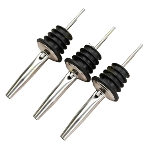 BGHYJKOL Stainless Steel Pourers 5/3 Uds tapón de Botella Vino vertedor Aceite Oliva Boquilla dispensador vertedores Licor(Black Silvery 5pcs)