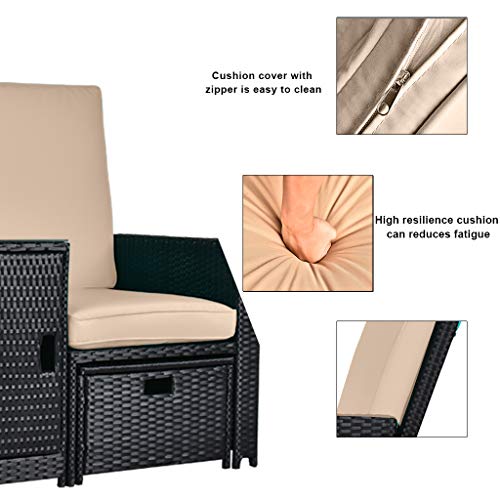 Vuyuyu UPC 5Pcs Outdoor Wicker Chaise Lounge Chair - Rattan Adjustable Reclining Patio Lounge Chair thumb #4