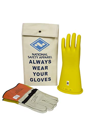 Up To 60% OFF NATIONAL SAFETY APPAREL KITGC2Y09 Apparel Class 2 Yellow Rubber Voltage Insulating Glove Kit with Leather Protectors, Max. Use Voltage 17,000V AC/ 25,500V DC (KITGC209Y)