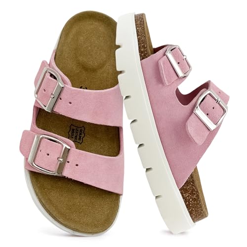 100% Genuine Leather Kids Sandals Girls Platform Sandals Thick Sole Non-Slip Slides for Kids Lightweight Boys & Girls Sandals Summer Beach kids Footwear