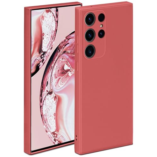 Coque Samsung S23 Ultra silicone rouge coque arrière souple avec protection écran surélevée