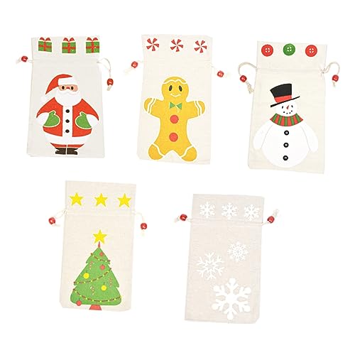 1 Juego Saco De Algodón Bolsa De Manzana Christmas Bag Natal Decoração Bolsas De Vacaciones Bolsas De Navidad Bolsas De Decorativas Bolsas De Galletas 5 Piezas Beavorty