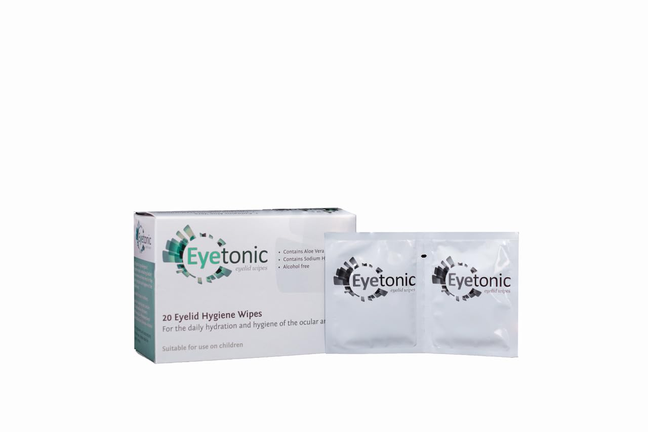 Eyetonic Eyelid Wipes with Aloe Vera - For daily hydration and hygeine of the ocular area - 20 Wipes per Box