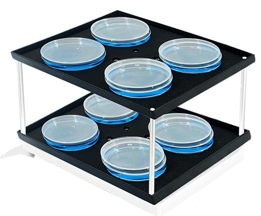 Orbital Shaker Rotator Linear Shaker Reciprocating Shaker Lab Shaking Equipment with Double-Layer Universal Tray Amplitude 8MM DC Brushless Motor Speed Range 60 to 500rpm LCD Speed Display