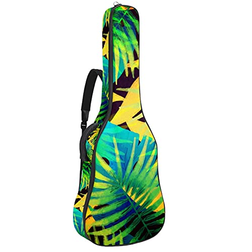 Sac à dos guitare acoustique et basse motif feuille tropicale 106 cm housse de transport rigide